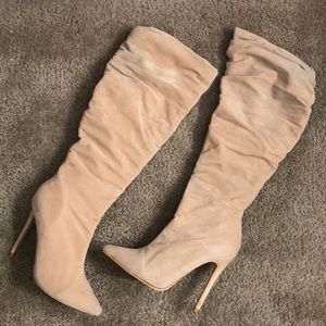 Thigh high nude boots